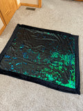 Reversible Sequin Sparkle Throw Blanket – Green, Blue & Black | Final Sale – No Returns