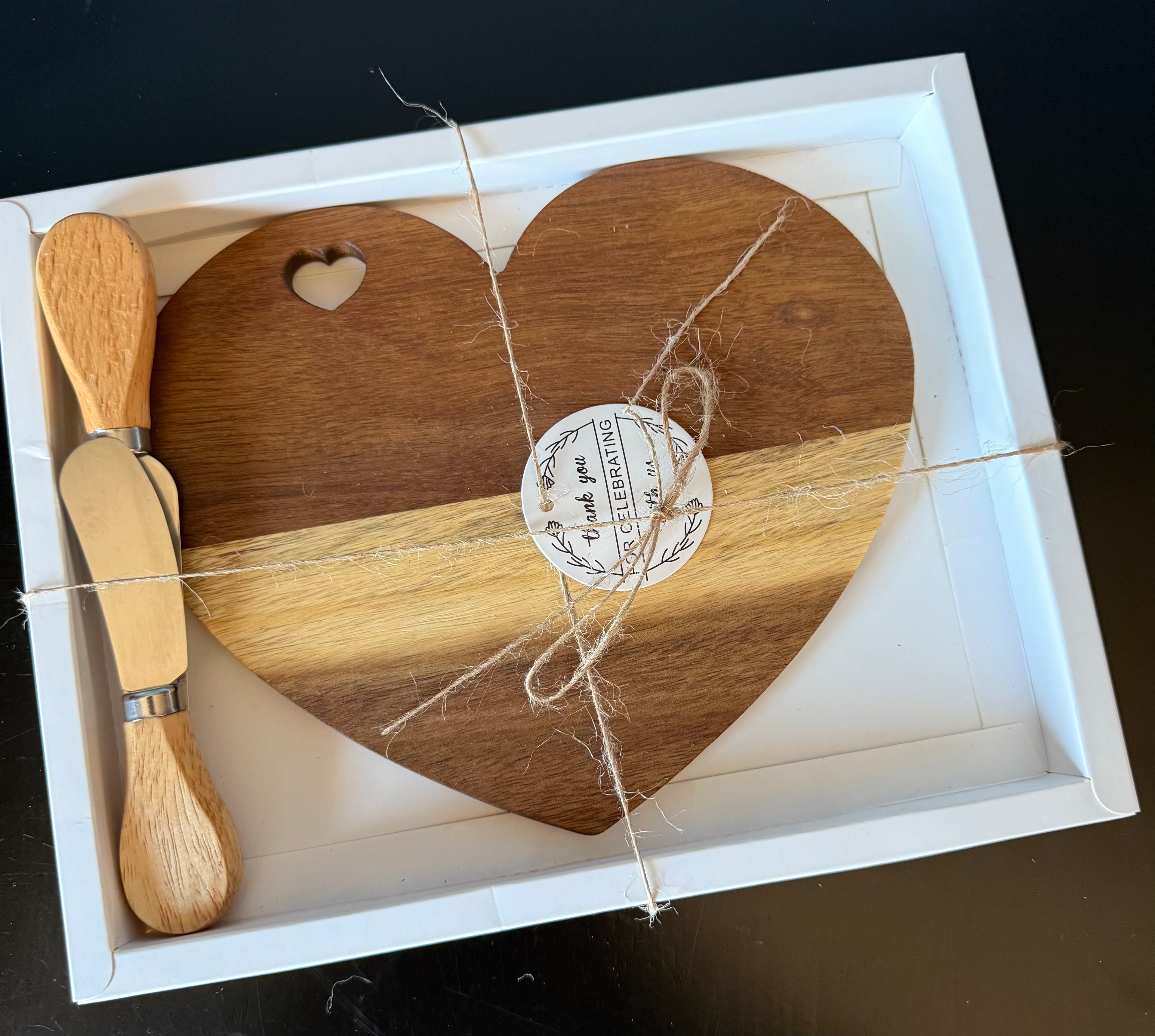 Heart-Shaped Bamboo Cheese & Charcuterie Board Set