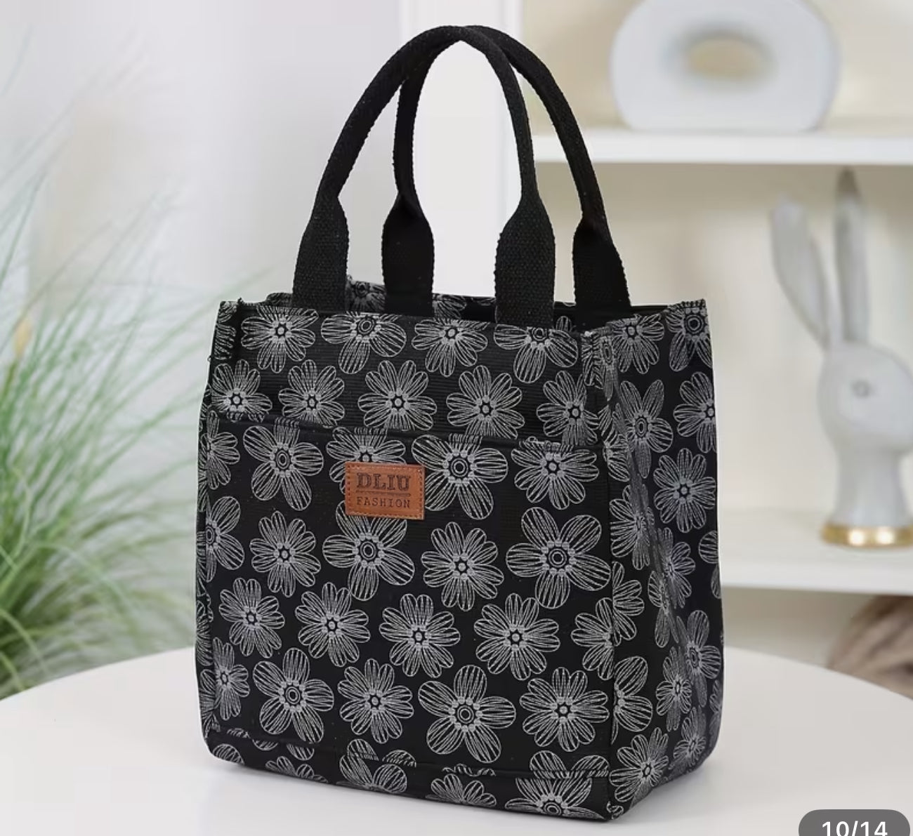 Flannel Printed Tote Purse – Zipper Handbag (Pink, Beige, Black)
