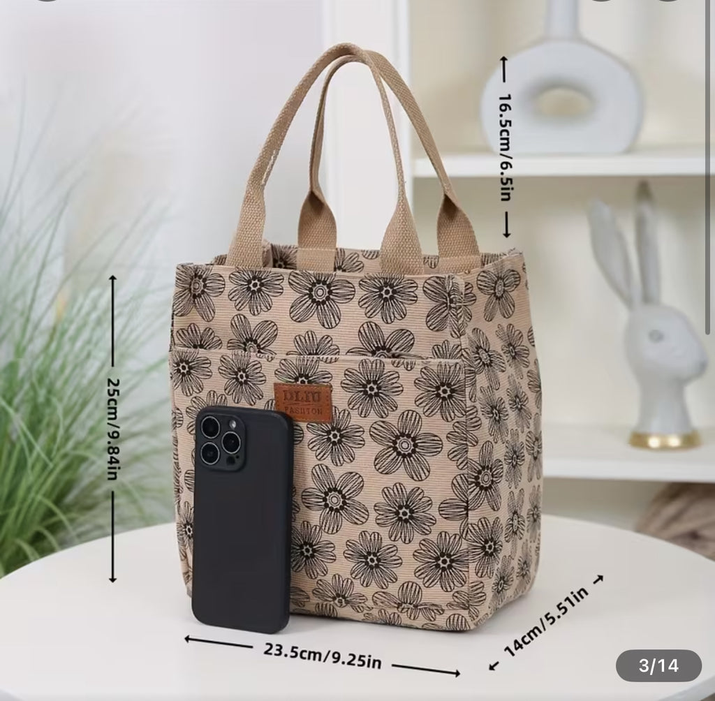 Flannel Printed Tote Purse – Zipper Handbag (Pink, Beige, Black)