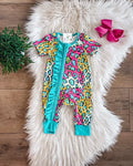 Wild Pop Zip Up Romper by TwoCan