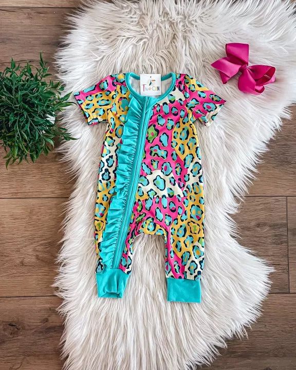 Wild Pop Zip Up Romper by TwoCan