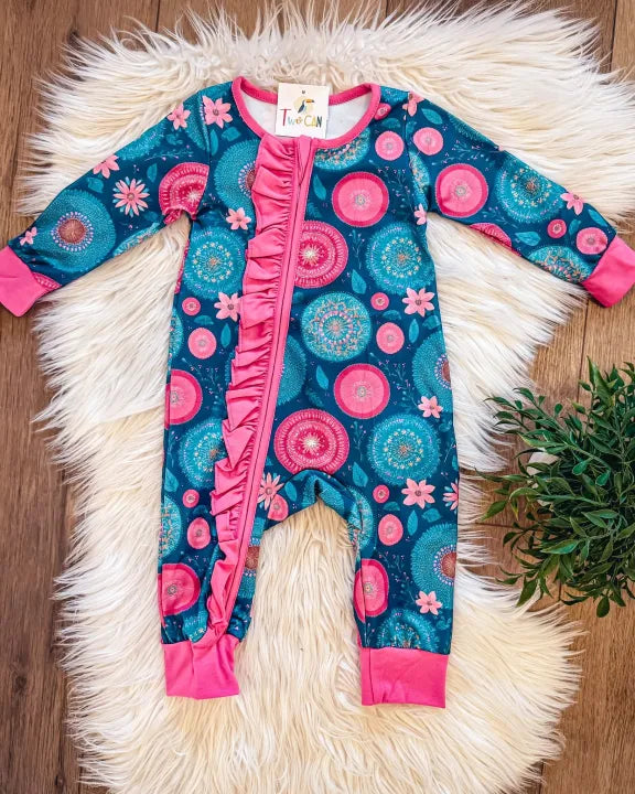 Pink & Teal Boho Infant Romper by TwoCan