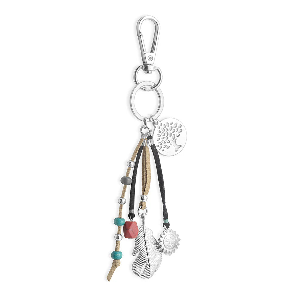 Myra Bag Mesa Spirit Keeper Key Fob – Turquoise & Leather Western Accessory