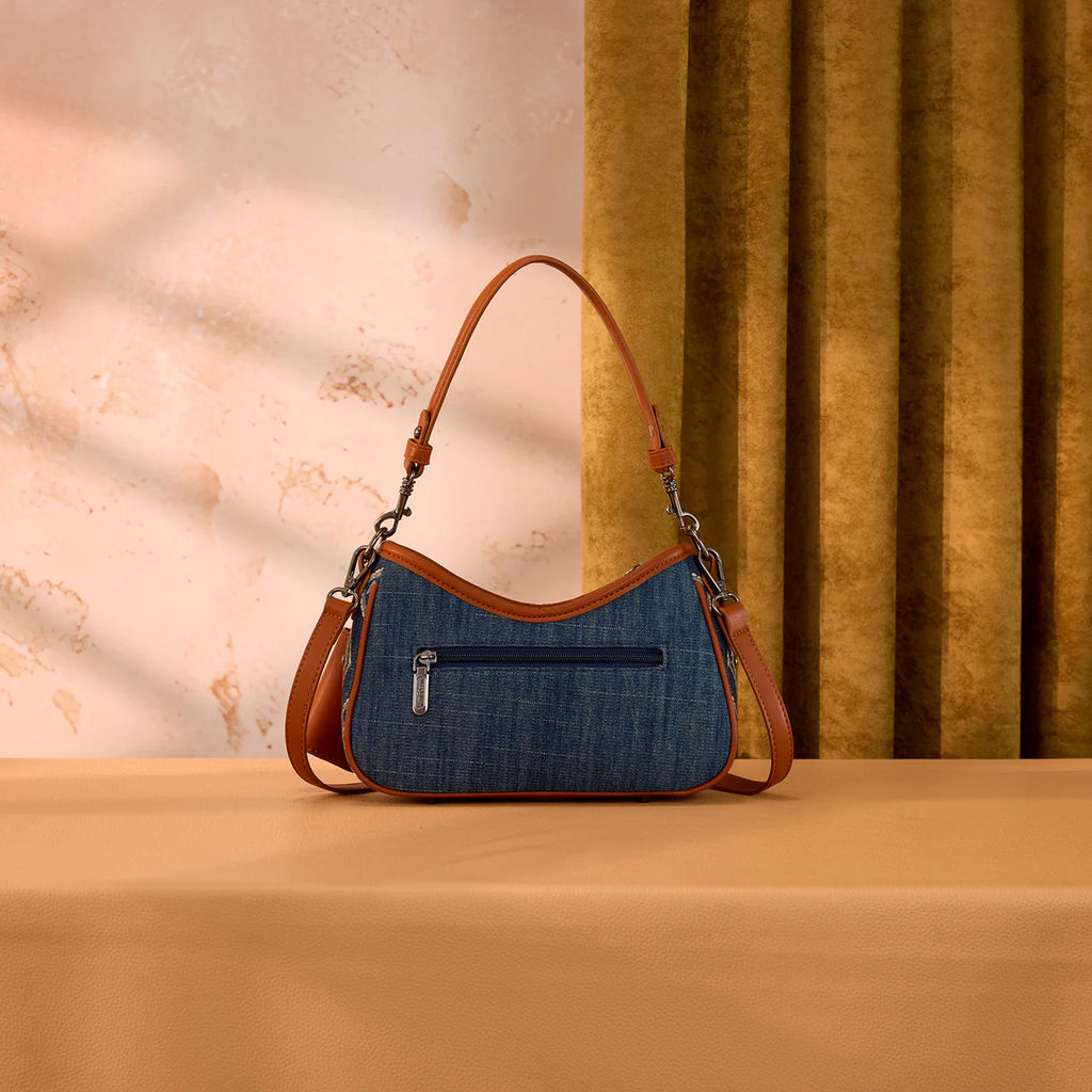 Wrangler Aztec Studded Denim Shoulder Bag with Mini Pouch-Jean