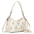Wrangler Aztec Studded Denim Shoulder Bag with Mini Pouch-Beige