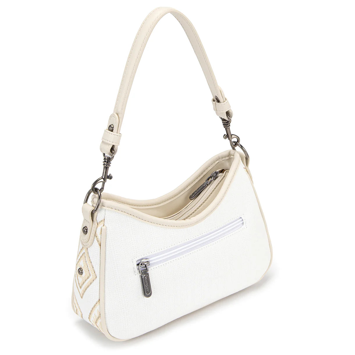 Wrangler Aztec Studded Denim Shoulder Bag with Mini Pouch-Beige