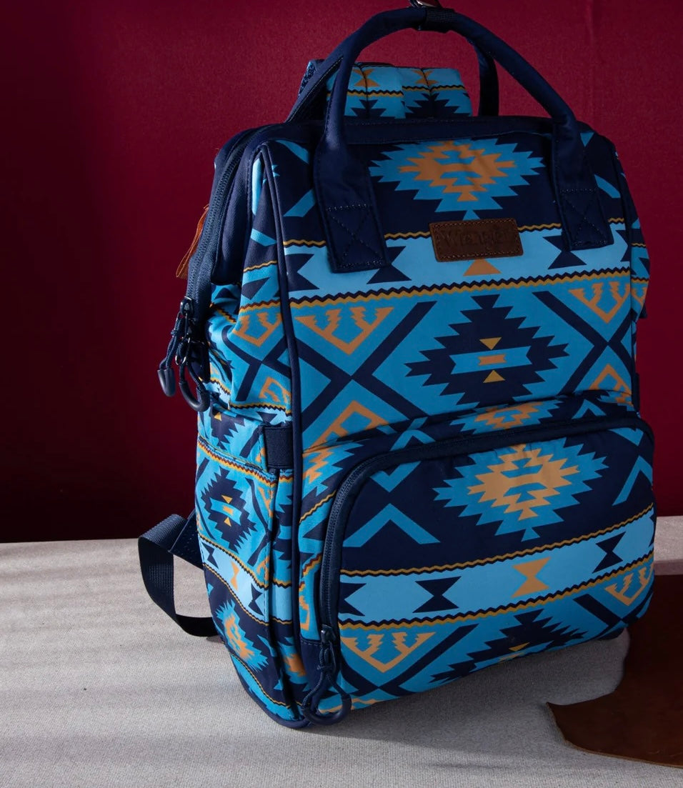 Wrangler Aztec Printed Callie Backpack – Navy | Diaper Bag