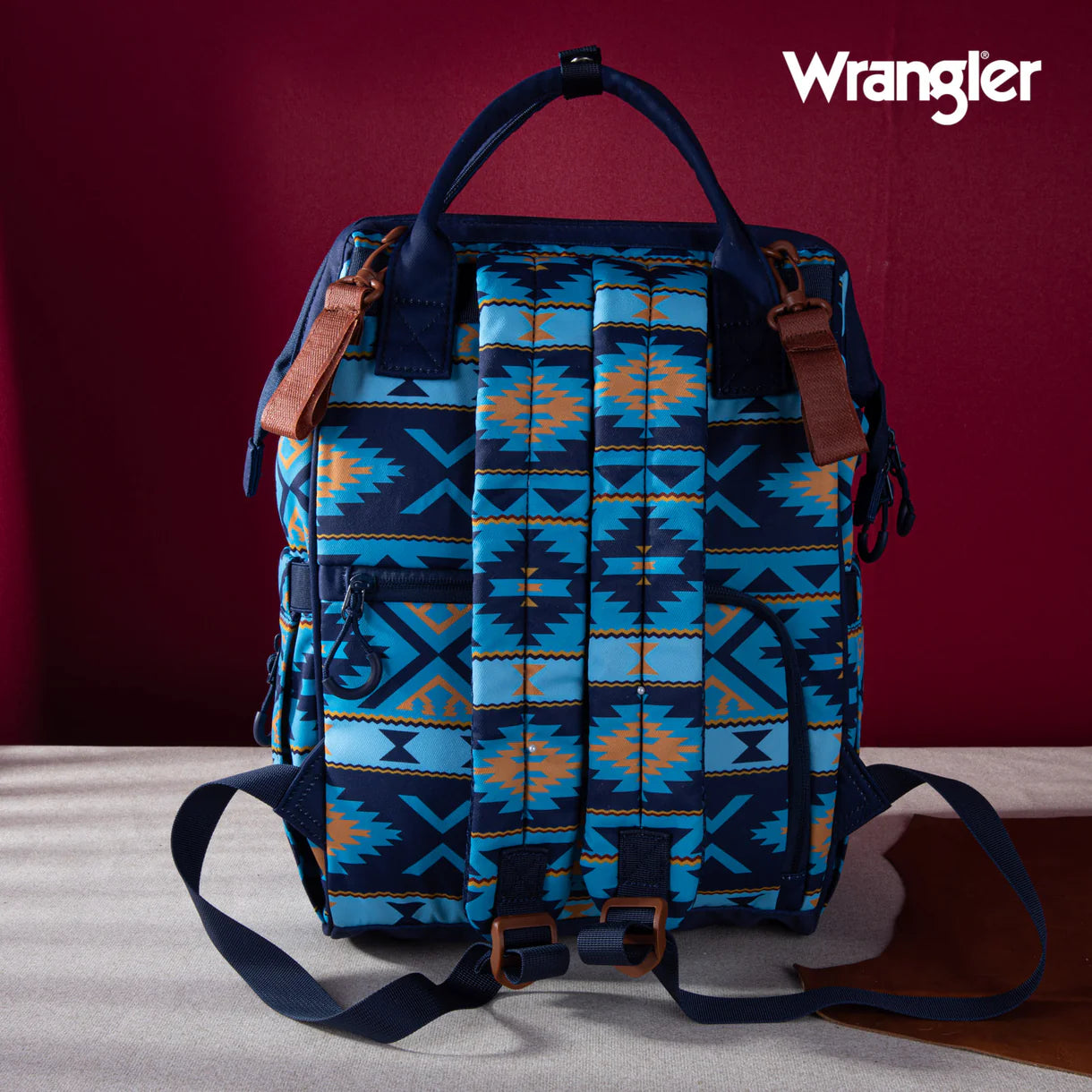 Wrangler Aztec Printed Callie Backpack-Navy