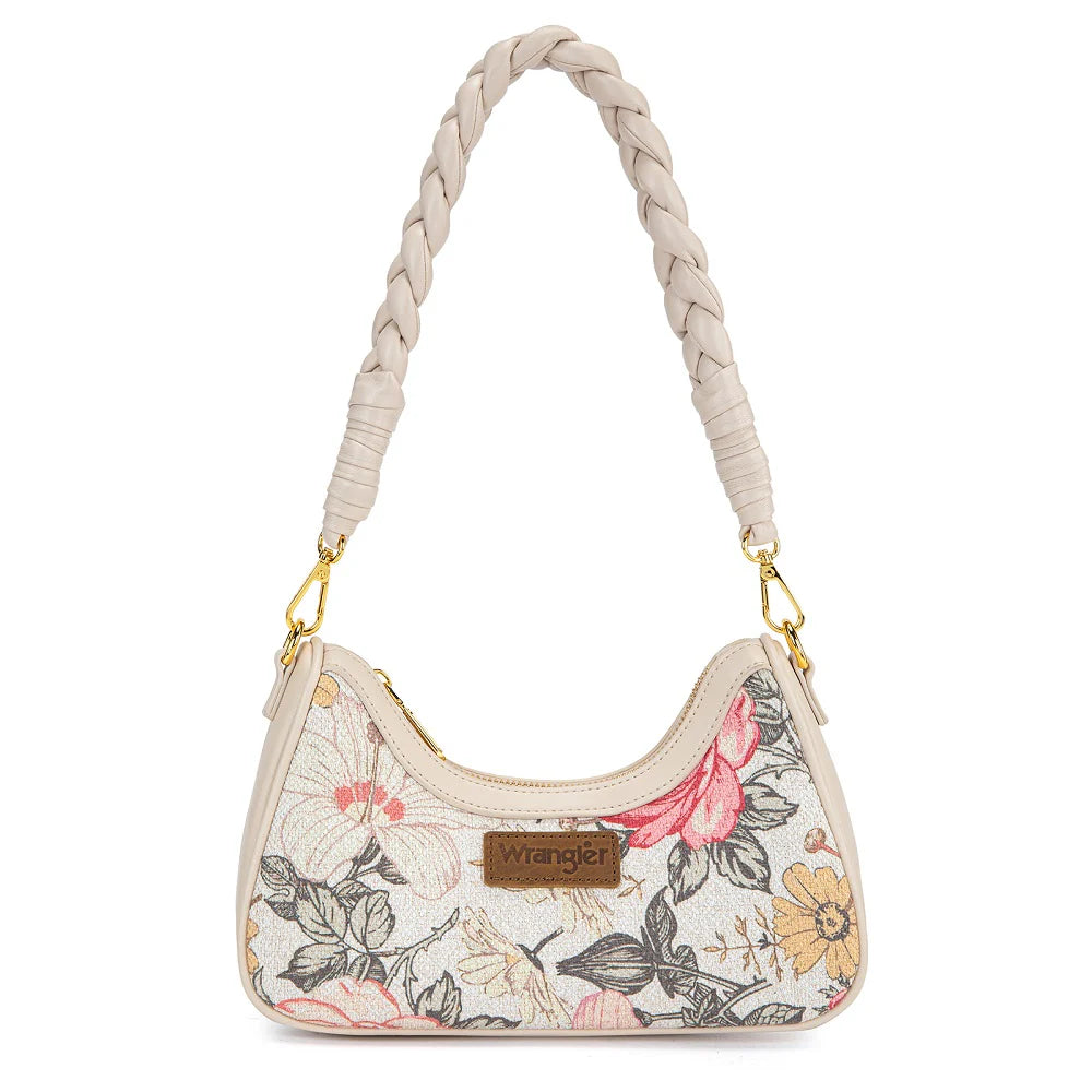 Wrangler Floral Print Braided Hobo Bag-Tan