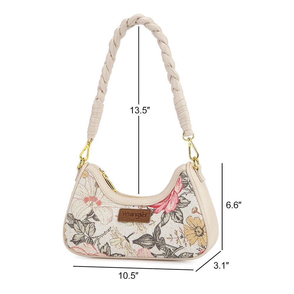 Wrangler Floral Print Braided Hobo Bag-Tan
