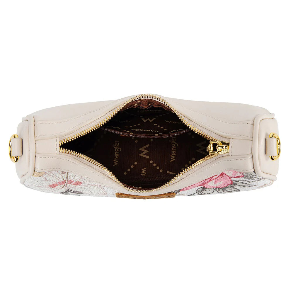Wrangler Floral Print Braided Hobo Bag-Tan