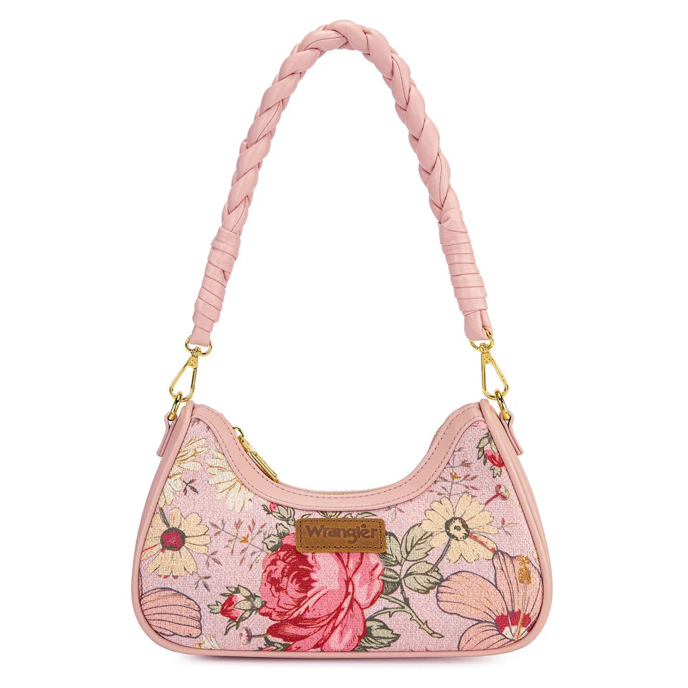 Wrangler Floral Print Braided Hobo Bag-Pink