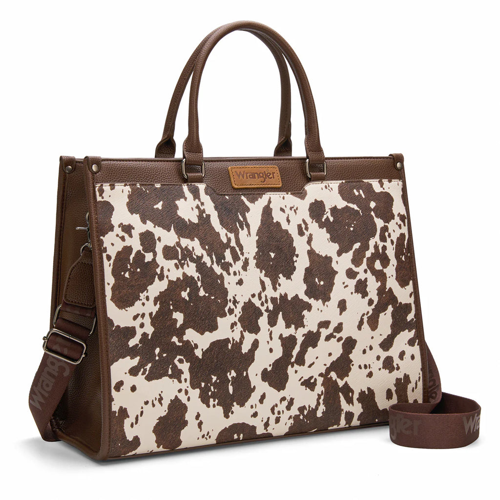 Wrangler Carry All Large Tote Work Tote/Crossbody: Cow-Coffee