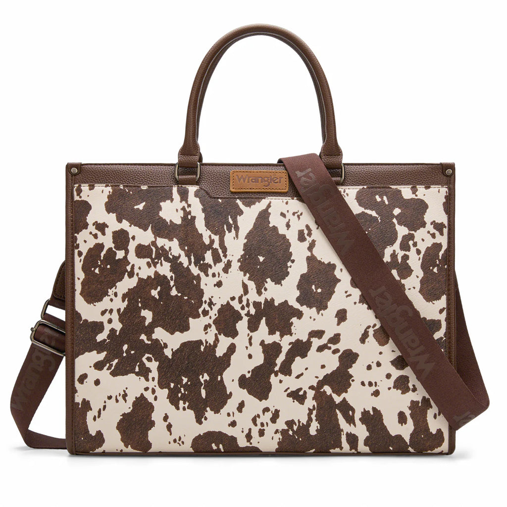 Wrangler Carry All Large Tote Work Tote/Crossbody: Cow-Coffee