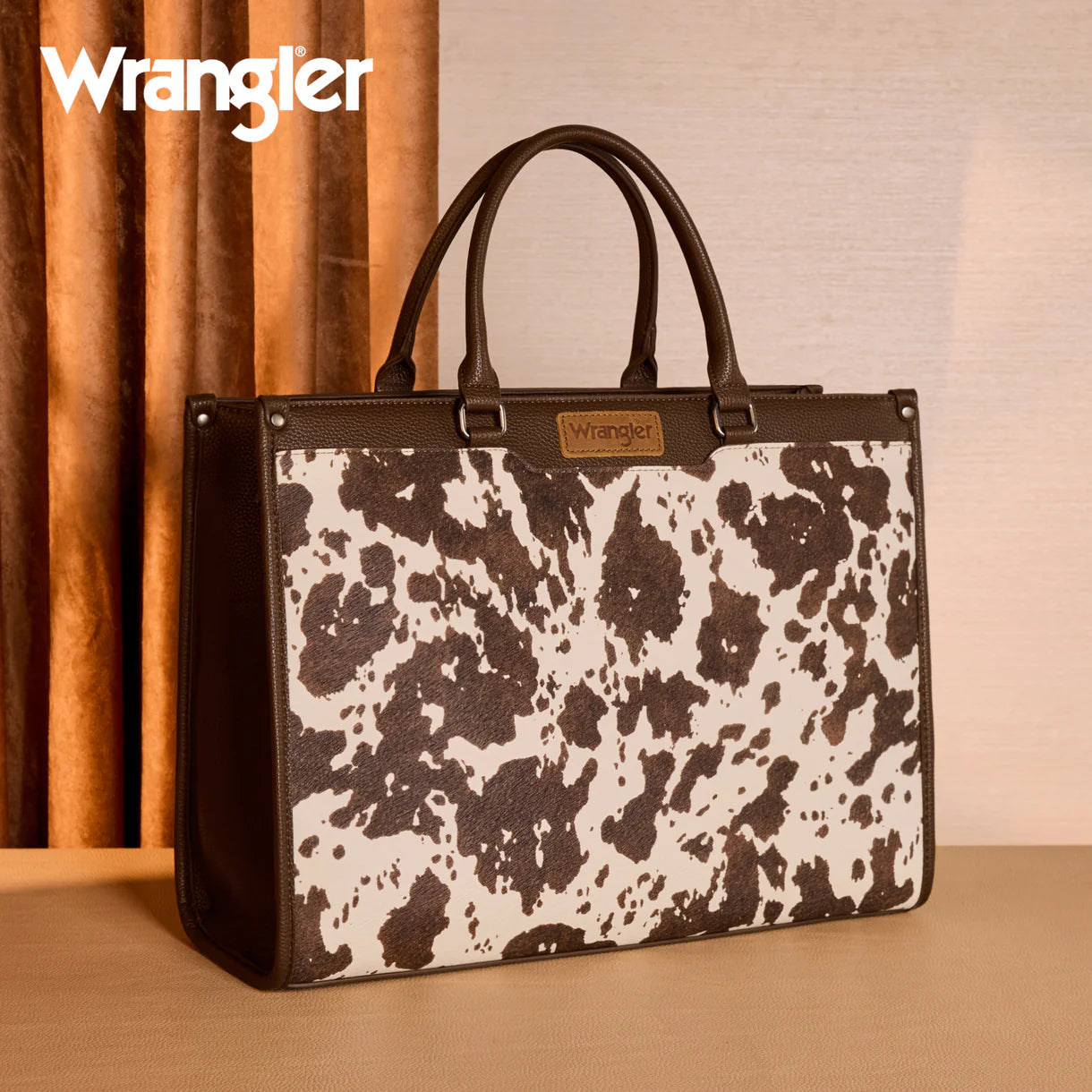 Wrangler Carry All Large Tote Work Tote/Crossbody: Cow-Coffee