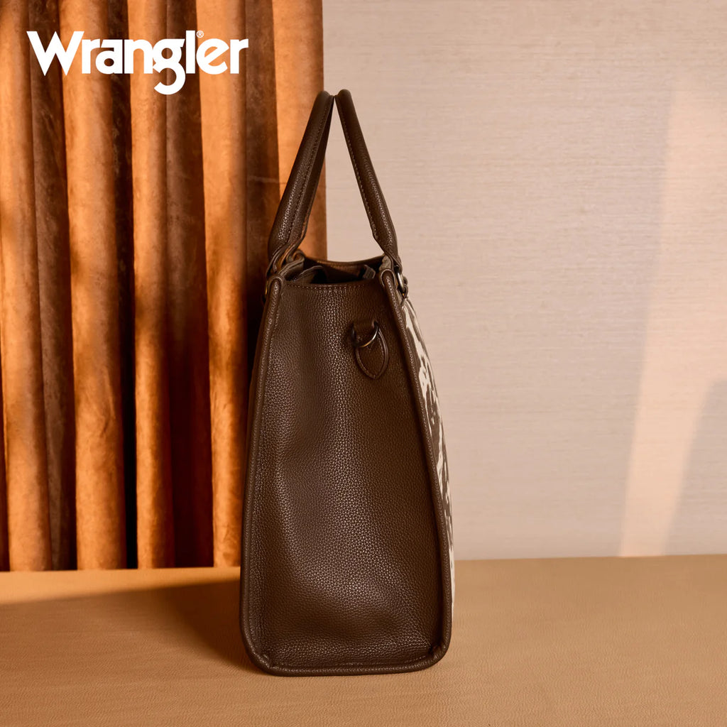 Wrangler Carry All Large Tote Work Tote/Crossbody: Cow-Coffee