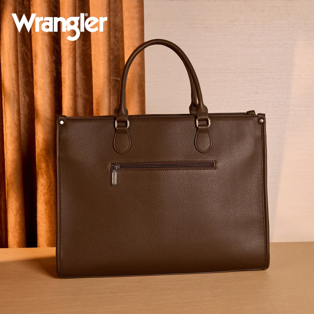 Wrangler Carry All Large Tote Work Tote/Crossbody: Cow-Coffee