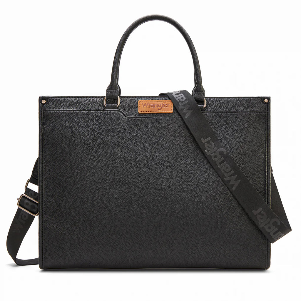 Wrangler Carry All Large Tote Work Tote Crossbody: Cow-Black
