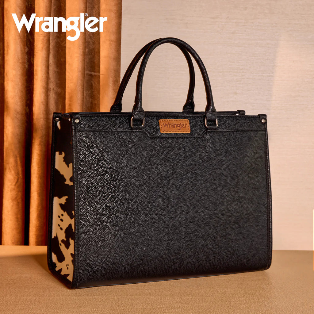 Wrangler Carry All Large Tote Work Tote Crossbody: Cow-Black