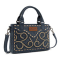 Wrangler Embroidered Swirl Mini Satchel/Crossbody-Navy