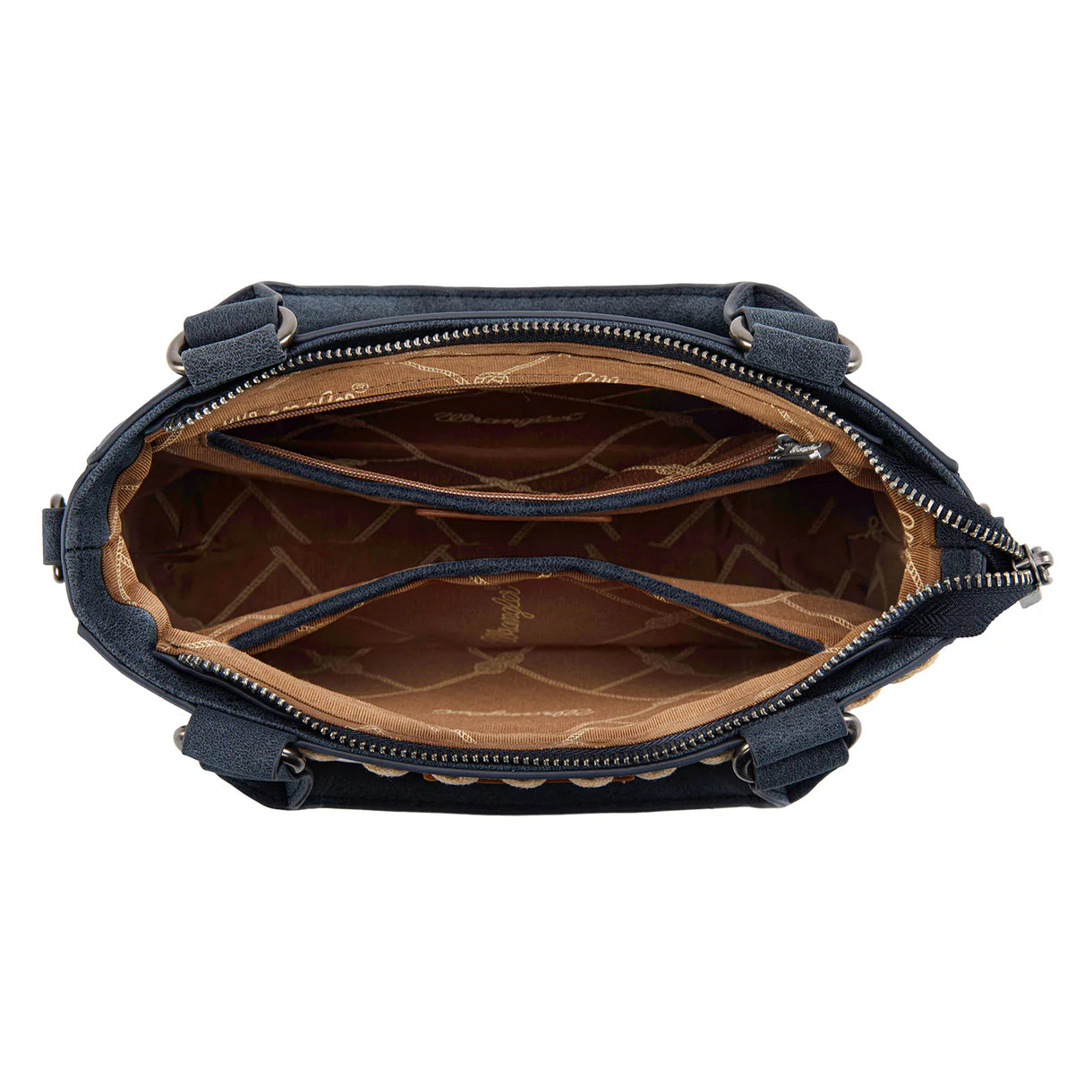 Wrangler Embroidered Swirl Mini Satchel/Crossbody-Navy