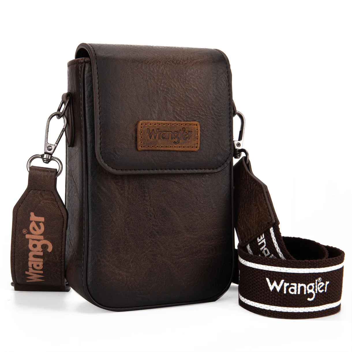 Wrangler Cross Body Cell Phone Purse with Back card Slots-Brown