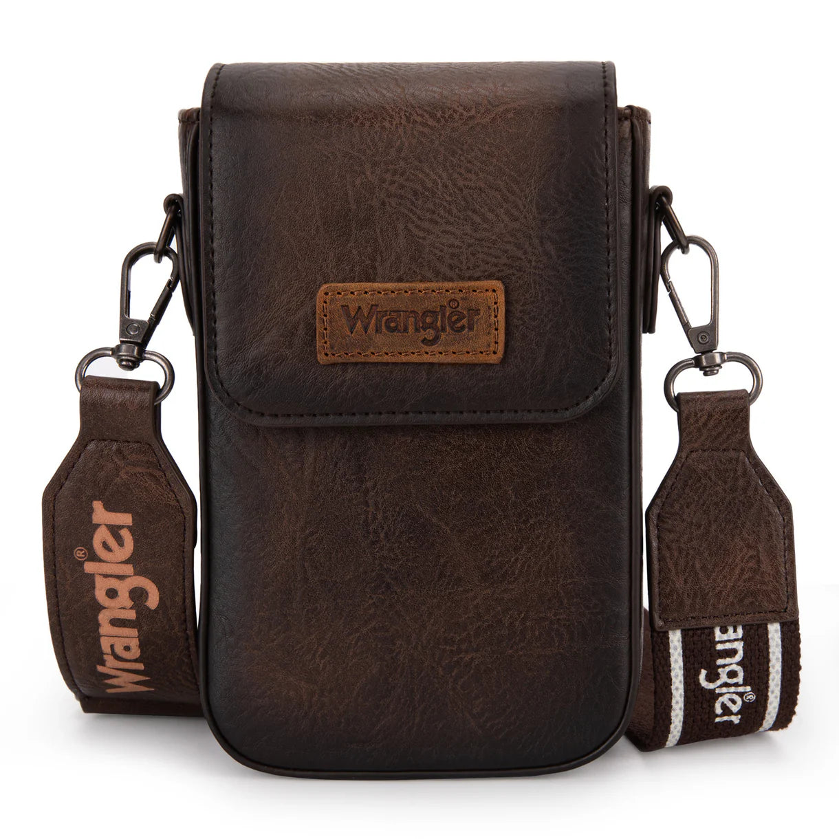 Wrangler Cross Body Cell Phone Purse with Back card Slots-Brown