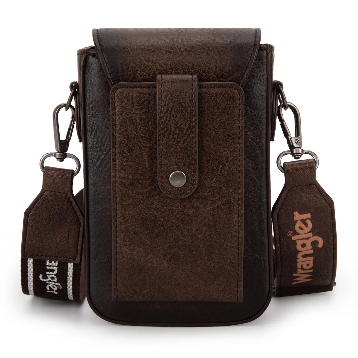 Wrangler Cross Body Cell Phone Purse with Back card Slots-Brown