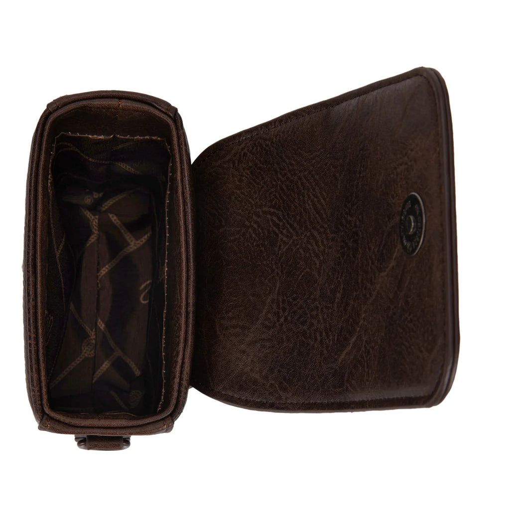 Wrangler Cross Body Cell Phone Purse with Back card Slots-Brown