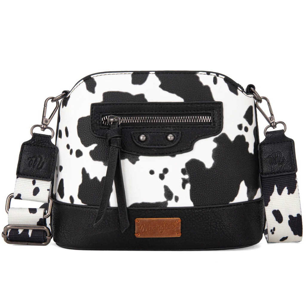 Wrangler Cow Print Crossbody Bag – Black | Final Sale – No Returns