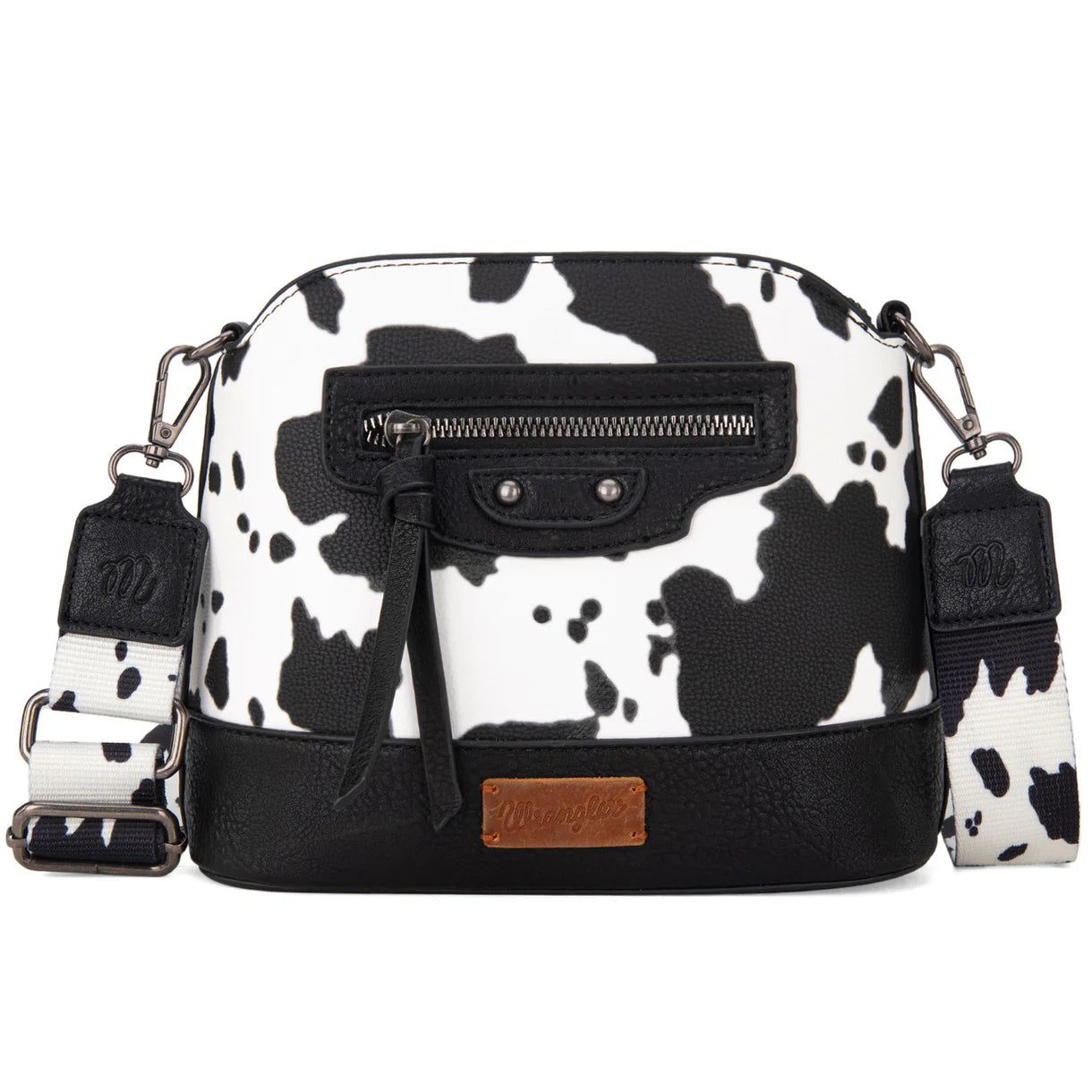 Wrangler Cow Print Crossbody Bag – Black | Final Sale – No Returns