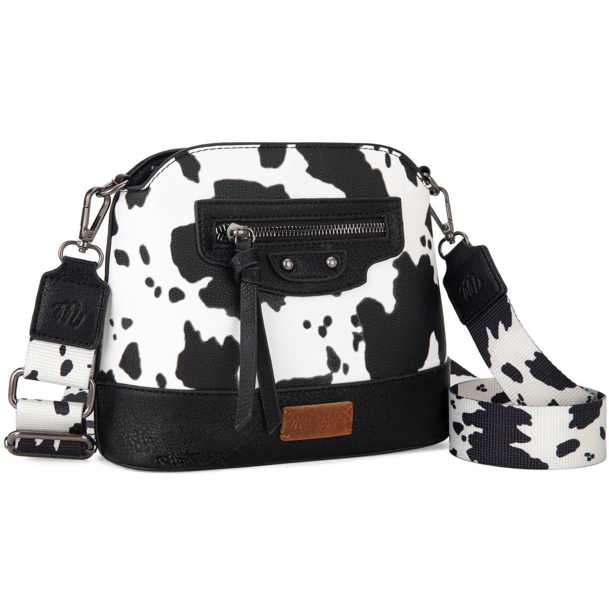 Wrangler Cow Print Crossbody Bag – Black | Final Sale – No Returns