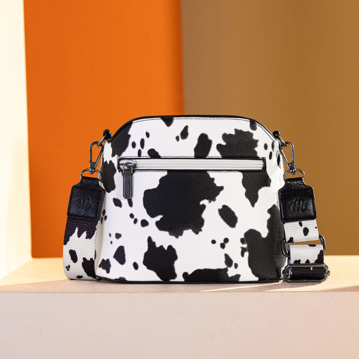 Wrangler Cow Print Crossbody Bag – Black | Final Sale – No Returns