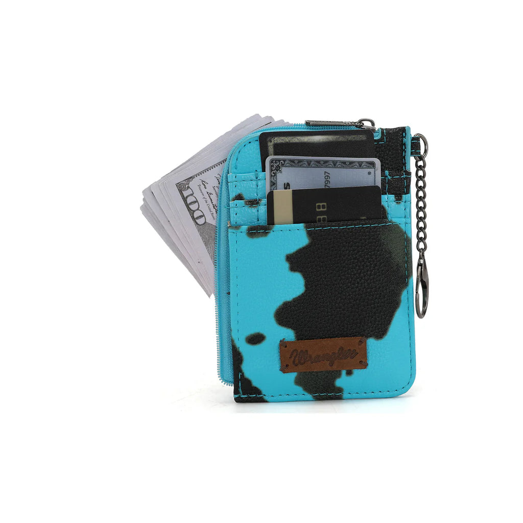 Wrangler Cow Print Mini Zip Card Case