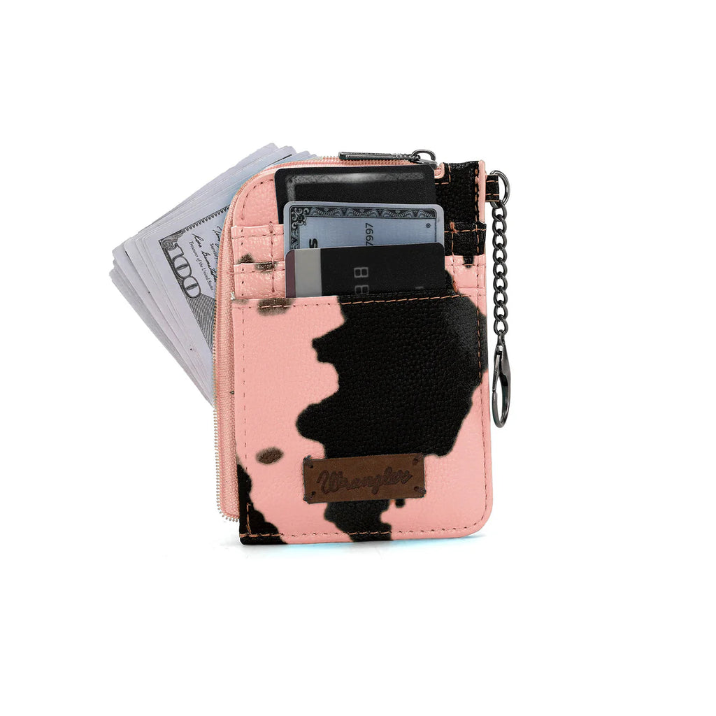 Wrangler Cow Print Mini Zip Card Case