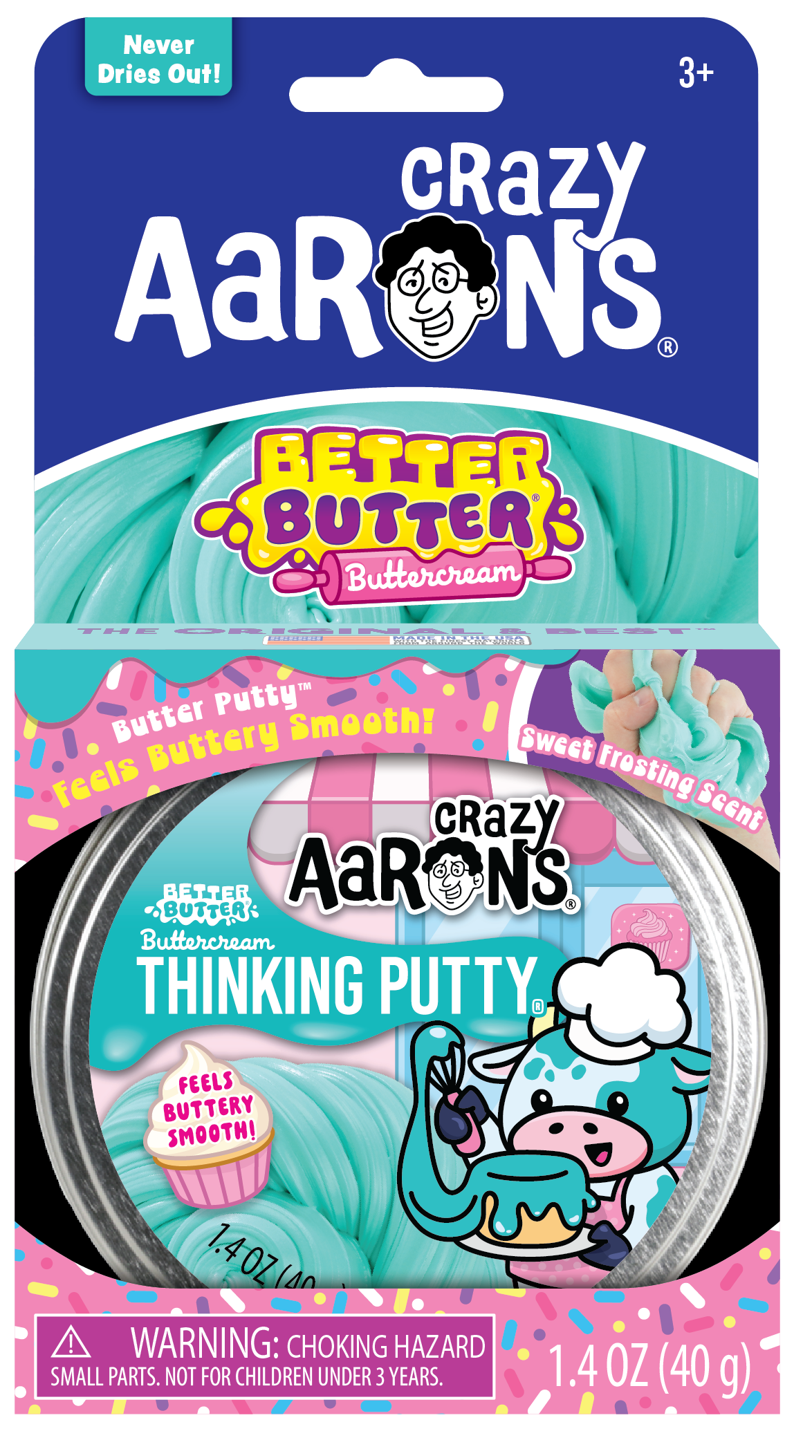 Better Butter Buttercream Thinking Putty –  Sweet Frosting Scent Full Size 4" Tin, 2.1 oz sensory fidget putty by Continuum Games"