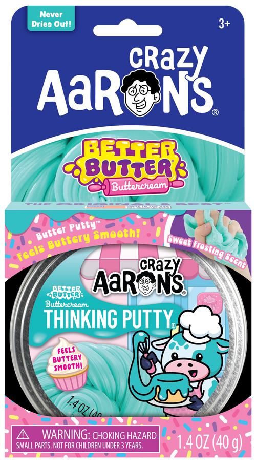 Better Butter Buttercream Thinking Putty –  Sweet Frosting Scent Full Size 4" Tin, 2.1 oz sensory fidget putty by Continuum Games"