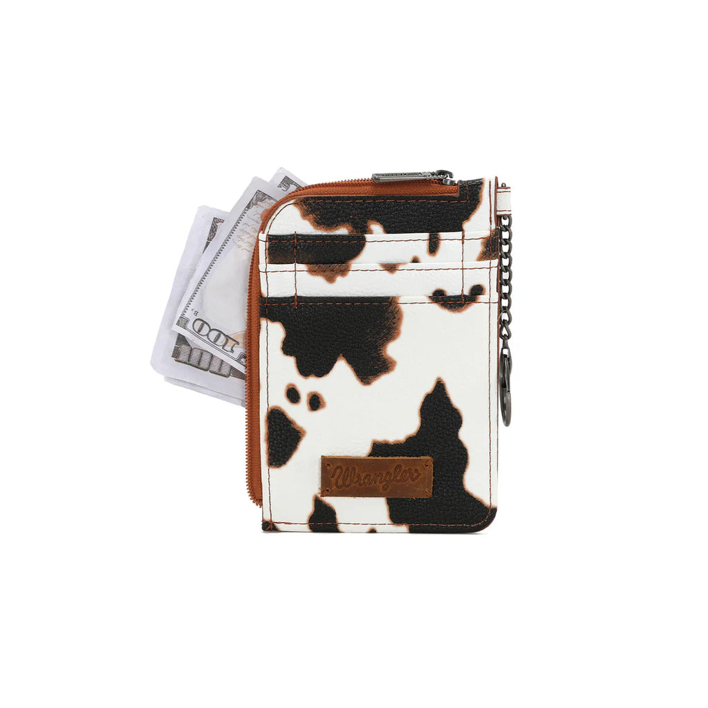 Wrangler Cow Print Mini Zip Card Case