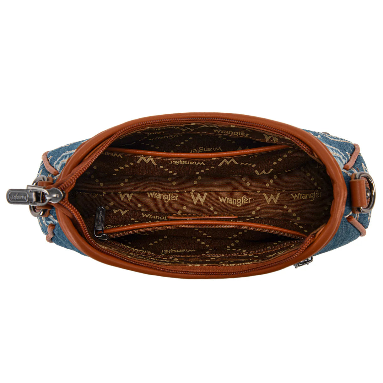 Wrangler Aztec Studded Denim Shoulder Bag with Mini Pouch-Jean