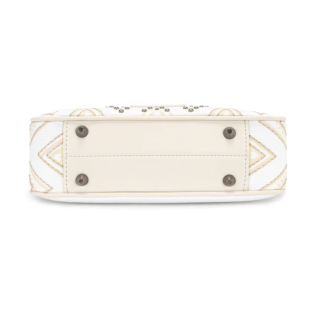 Wrangler Aztec Studded Denim Shoulder Bag with Mini Pouch-Beige