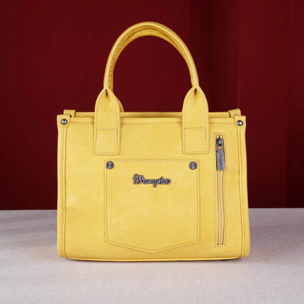 Wrangler Croc Print Concealed Carry Tote, Crossbody-Mustard