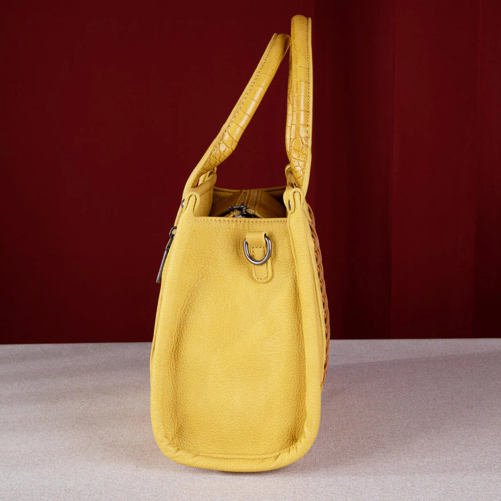 Wrangler Croc Print Concealed Carry Tote, Crossbody-Mustard