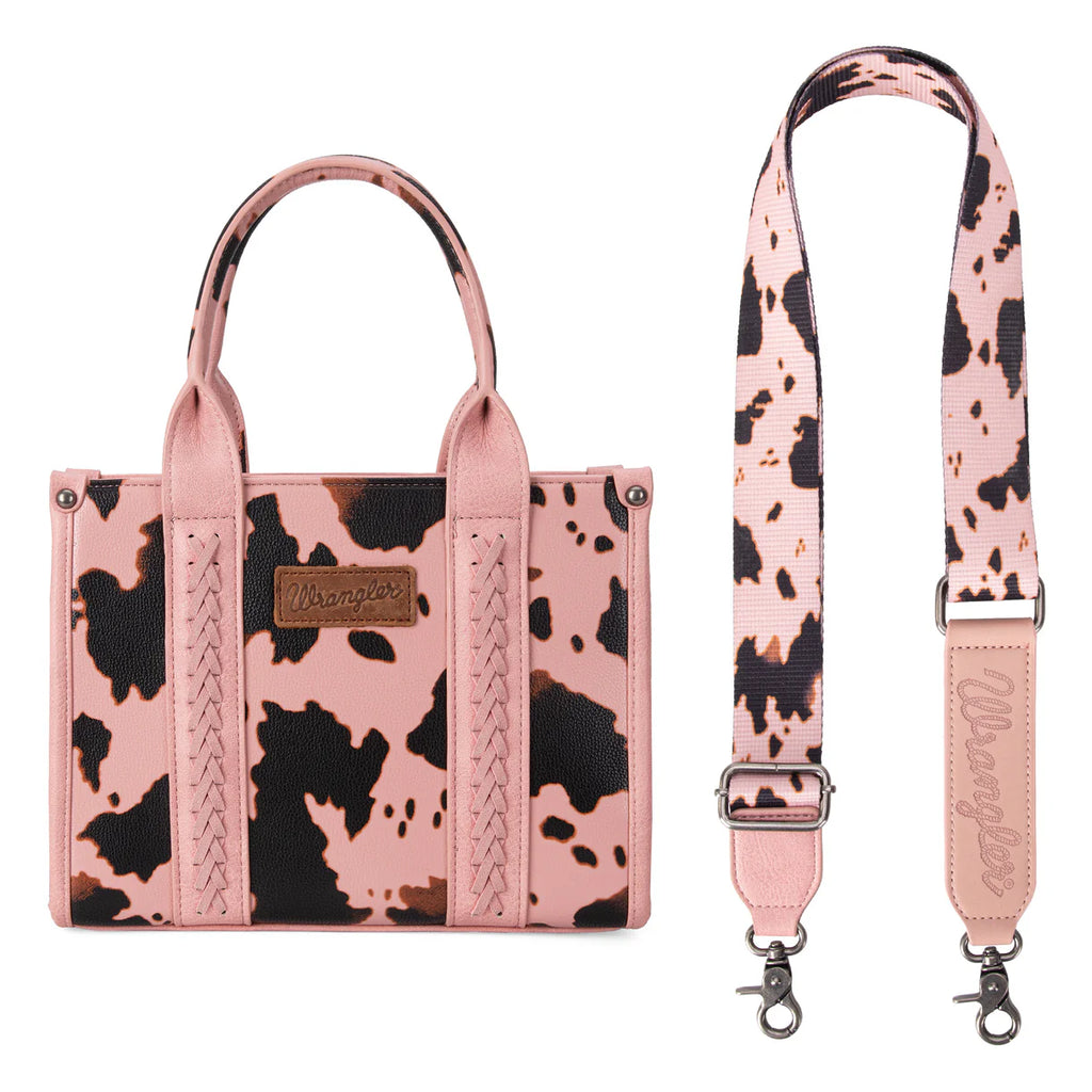 Wrangler Cow Print Concealed Carry Tote/Crossbody-Pink