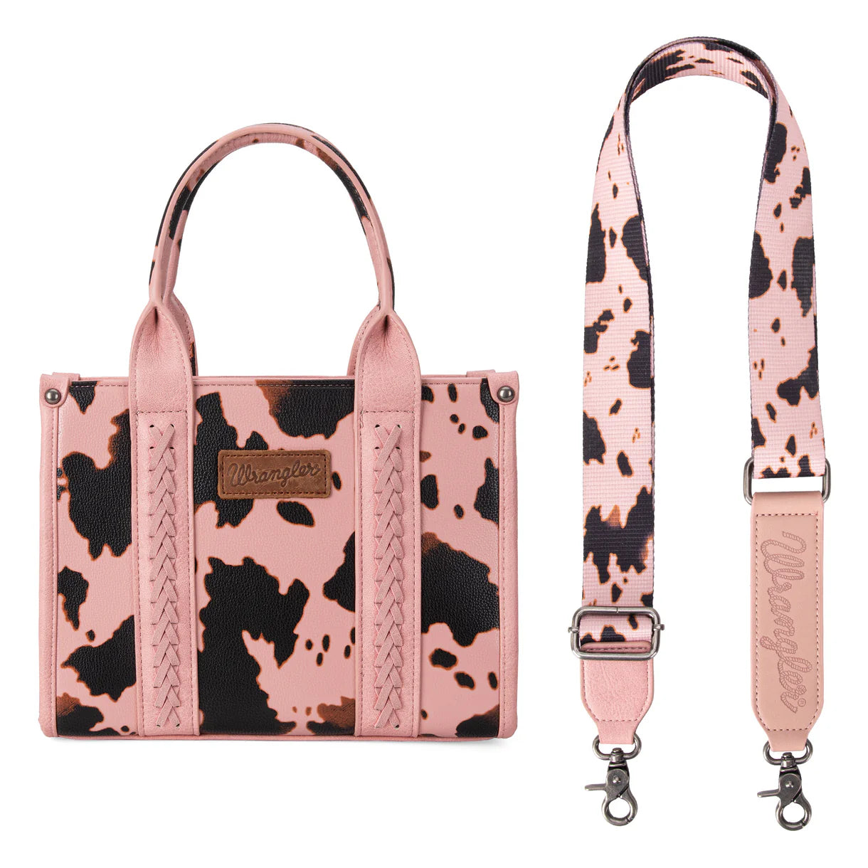 Wrangler Cow Print Concealed Carry Tote/Crossbody-Pink