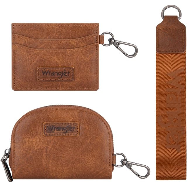 Wrangler Dual Pouch Wristlet Credit Card Holder Wallet-Brown