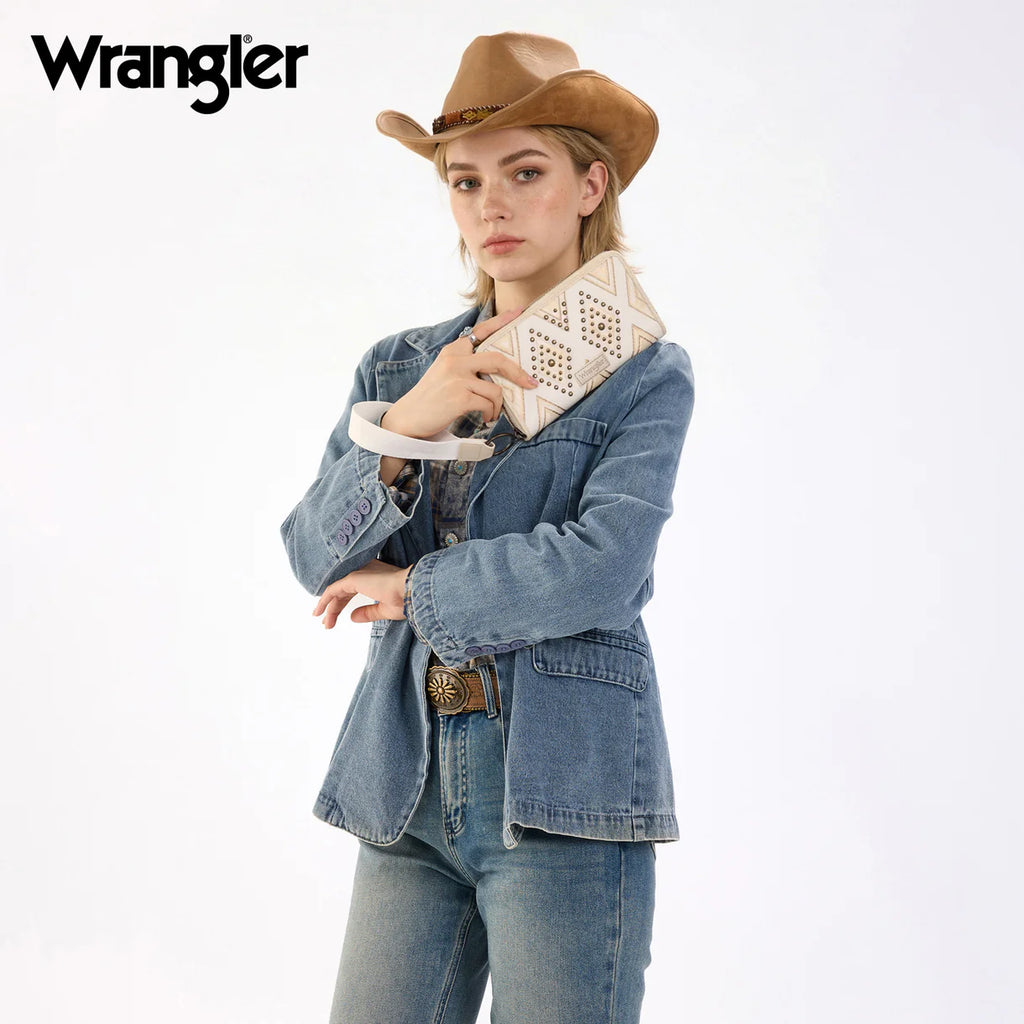 Wrangler Aztec Studded Wallet/Wristlet-Beige