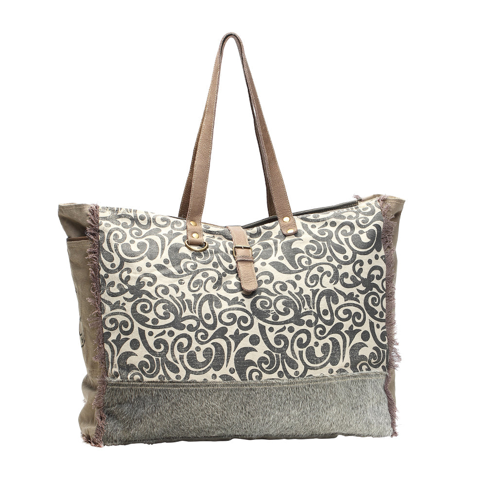 Myra Bag Floral Print Weekender Bag – Canvas, Leather & Hairon