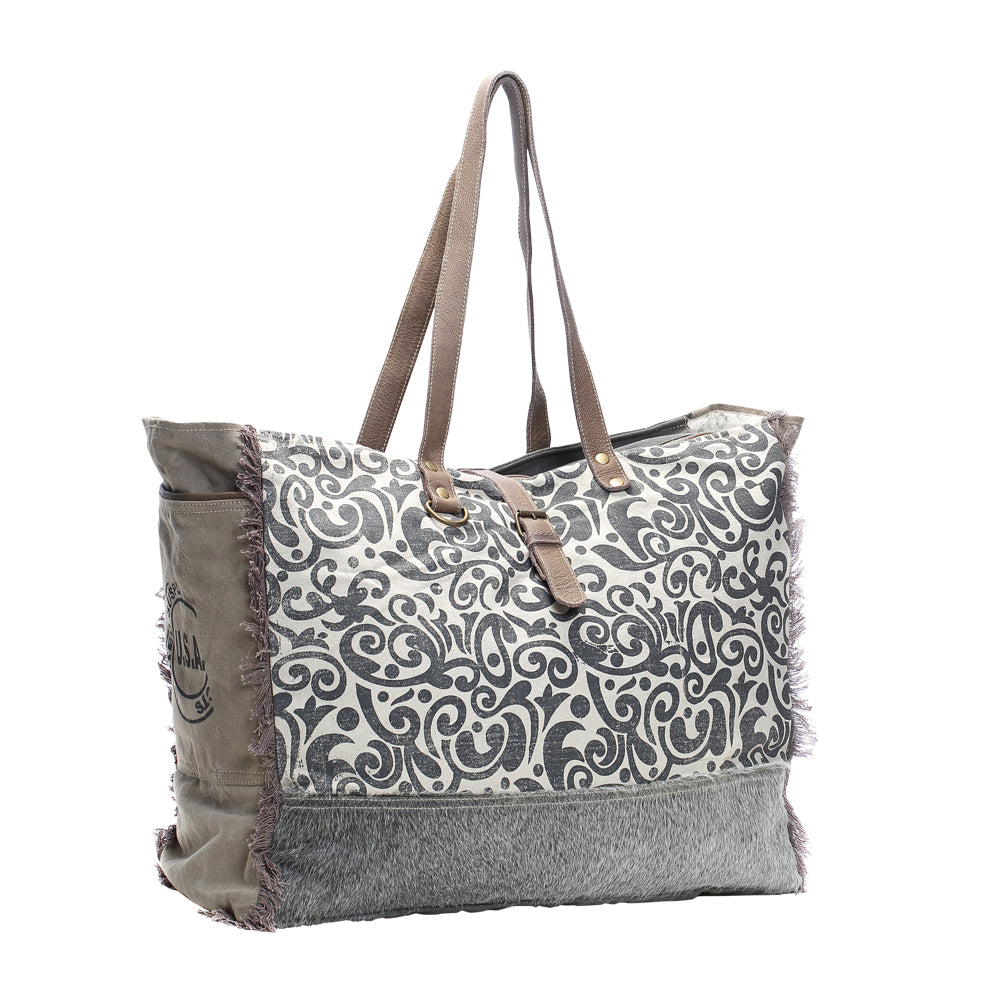 Myra Bag Floral Print Weekender Bag – Canvas, Leather & Hairon