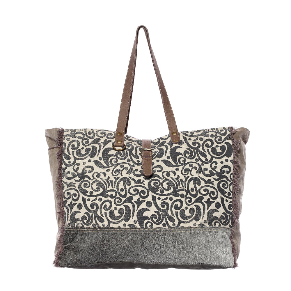 Myra Bag Floral Print Weekender Bag – Canvas, Leather & Hairon